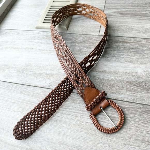 Vintage Handmade Wide Woven Leather Belt - Picture 5 of 15